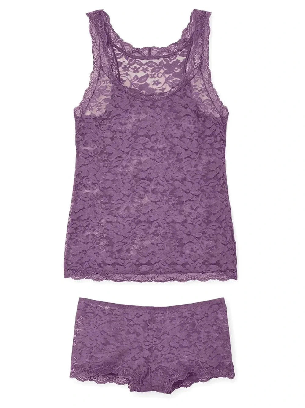 NWT Adore Me purple lace Roanne sheer tank and boyshort pajama set medium